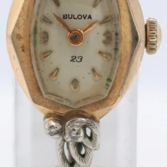 Vintage 1969 Bulova 2831 Two Tone Diamond Ladies Mechanical Wristwatch 10k RGP - Picture 4 of 5